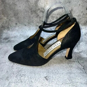 R2-2-2. VINTAGE EVAN-PICONE FEATHER CONSTRUCTION BLACK PUMP HEELS WMN’S US SZ 7M